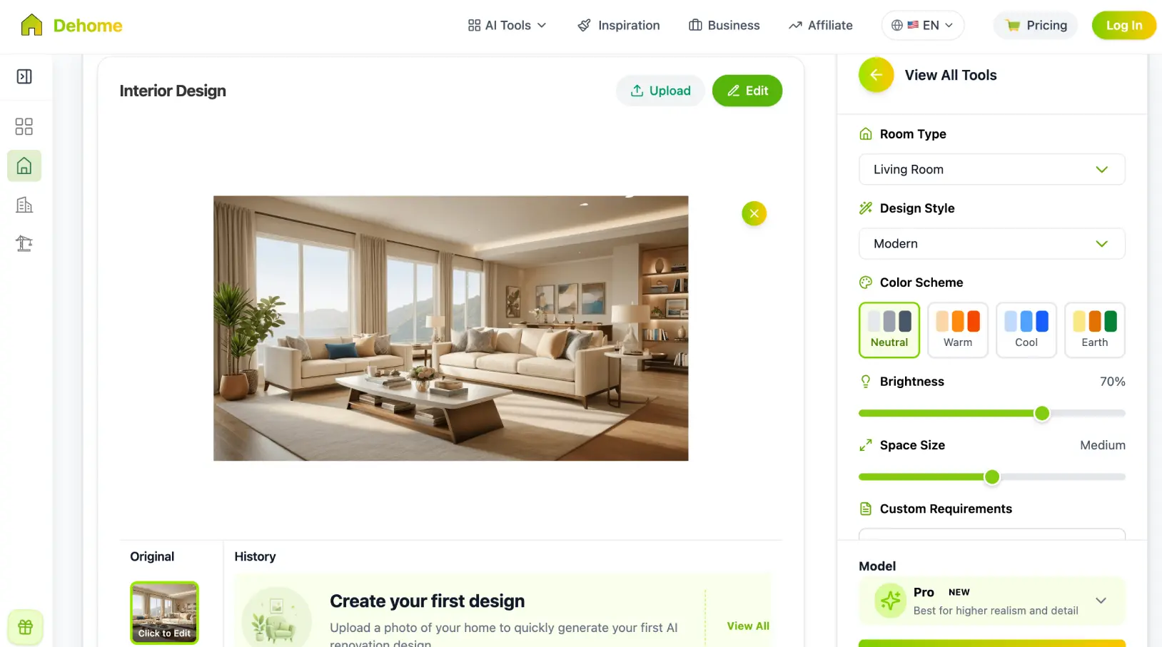 Dehome.ai dashboard screenshot