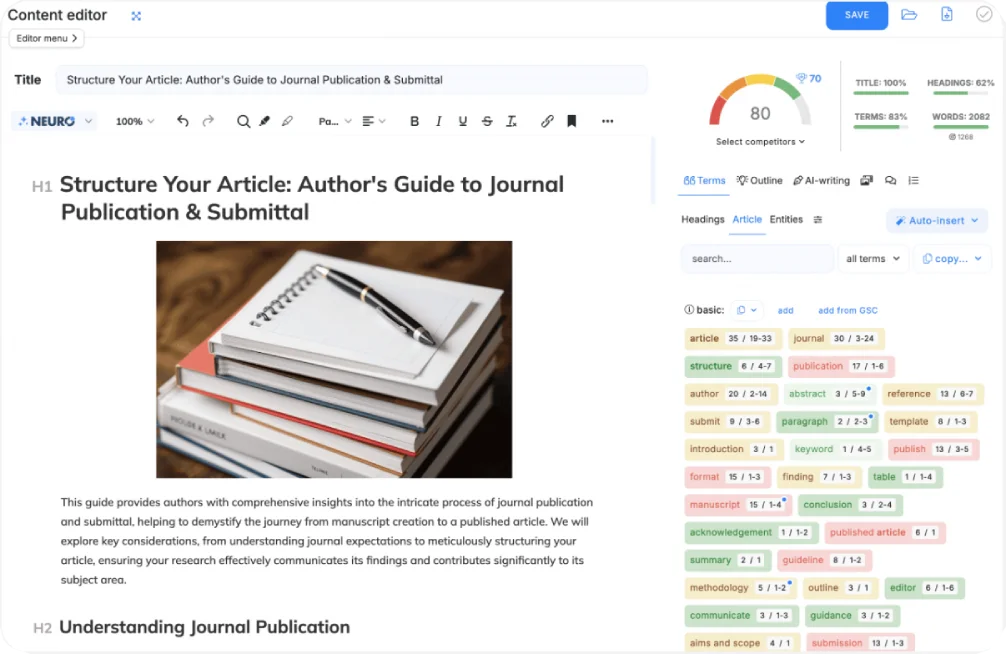 NeuronWriter dashboard screenshot