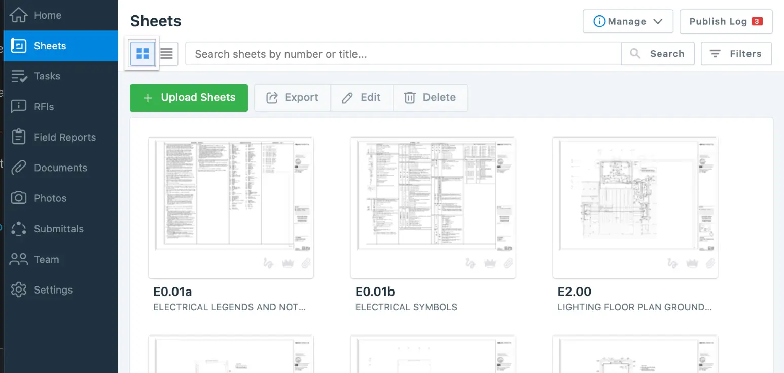 PlanGrid dashboard screenshot