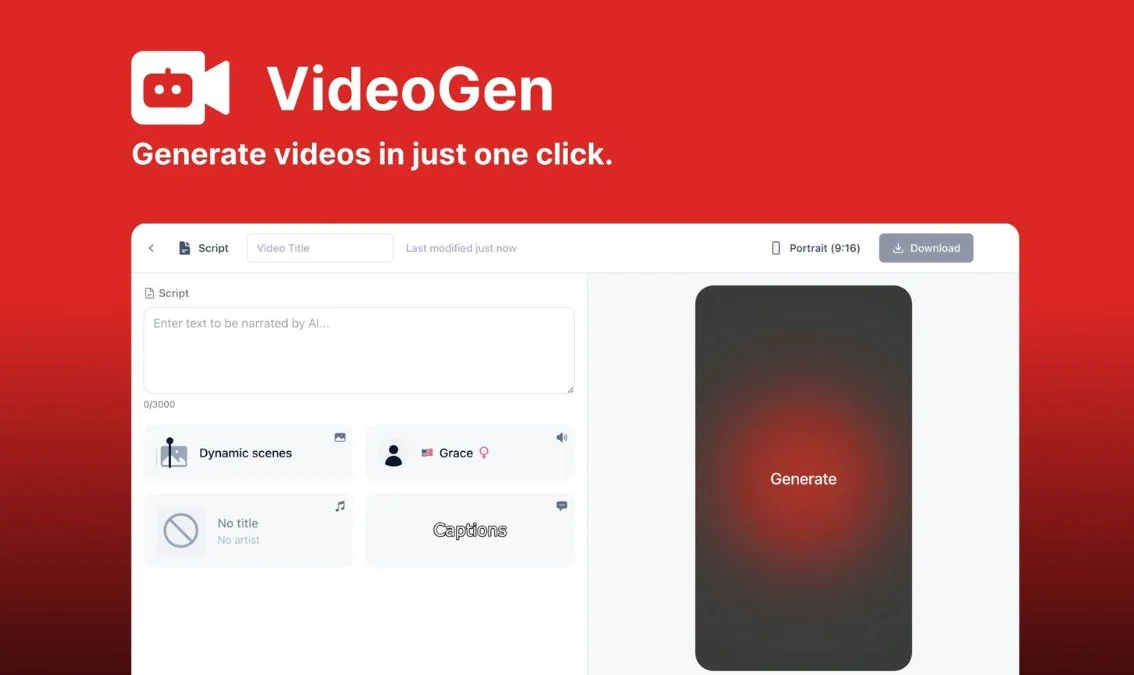 VideoGen dashboard screenshot
