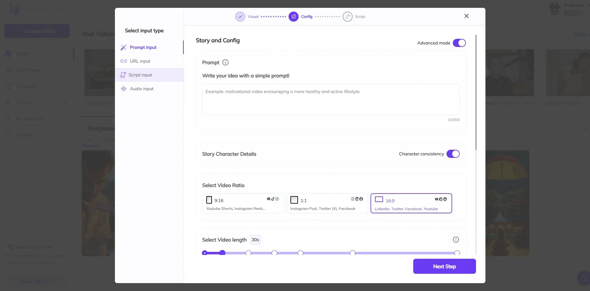 Zebracat dashboard screenshot