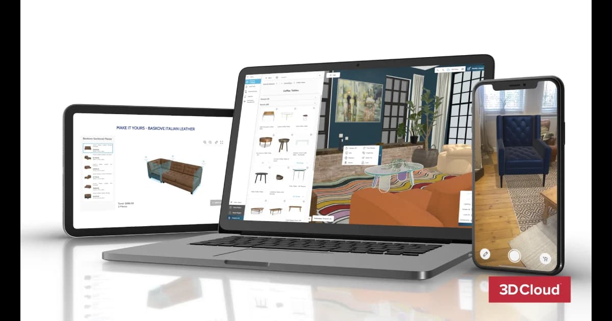 Online furniture configurator letting a shopper customize a sofa