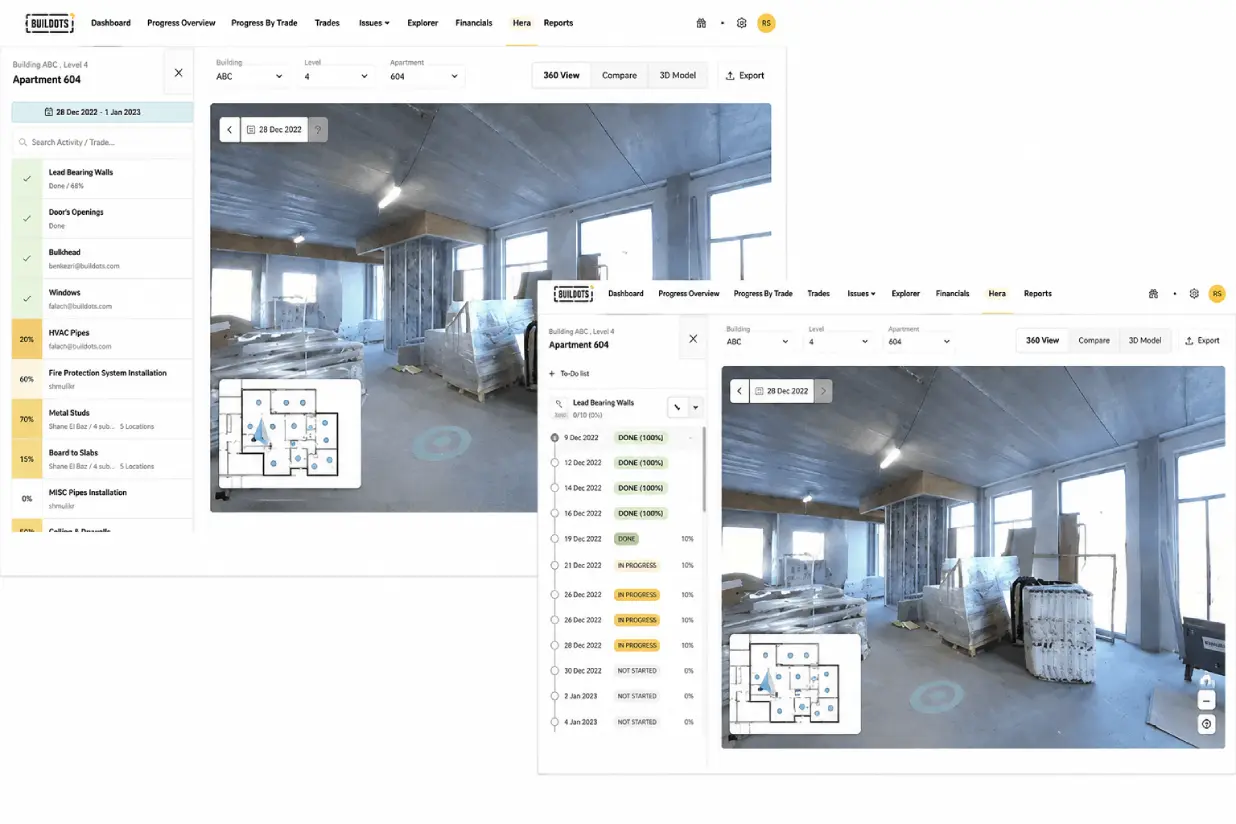Buildots dashboard screenshot