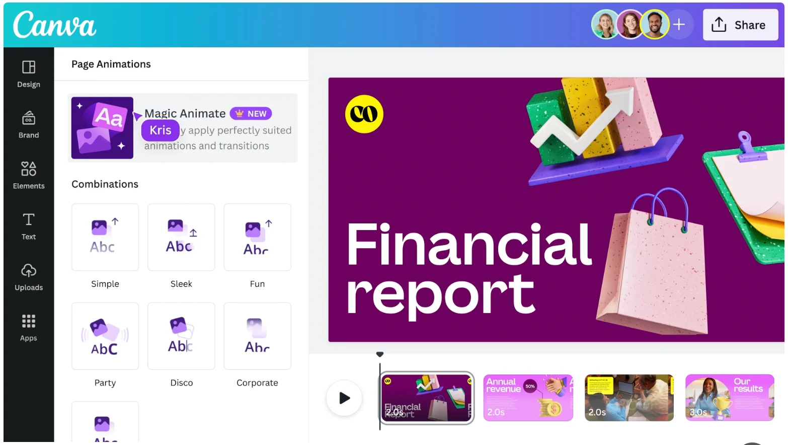 Canva AI dashboard screenshot