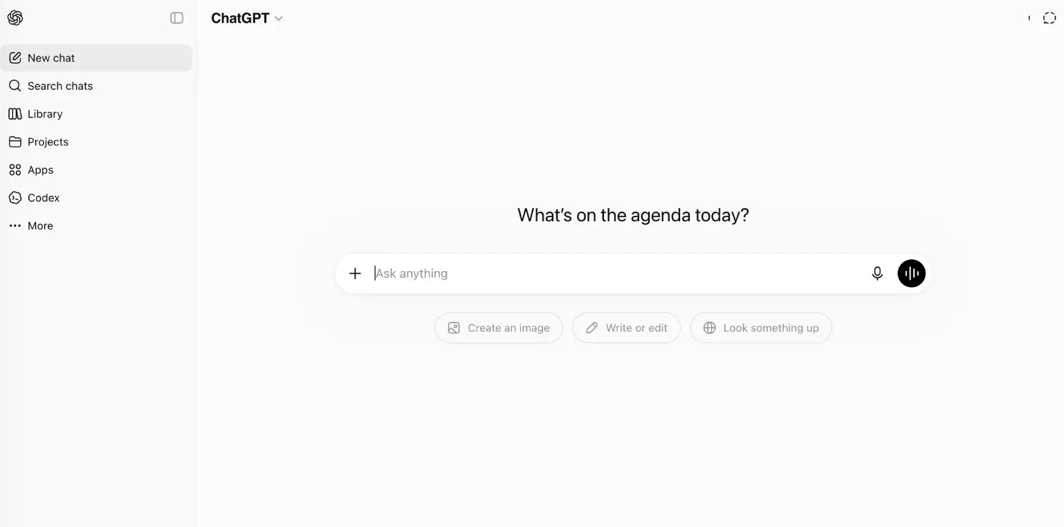 ChatGPT dashboard screenshot