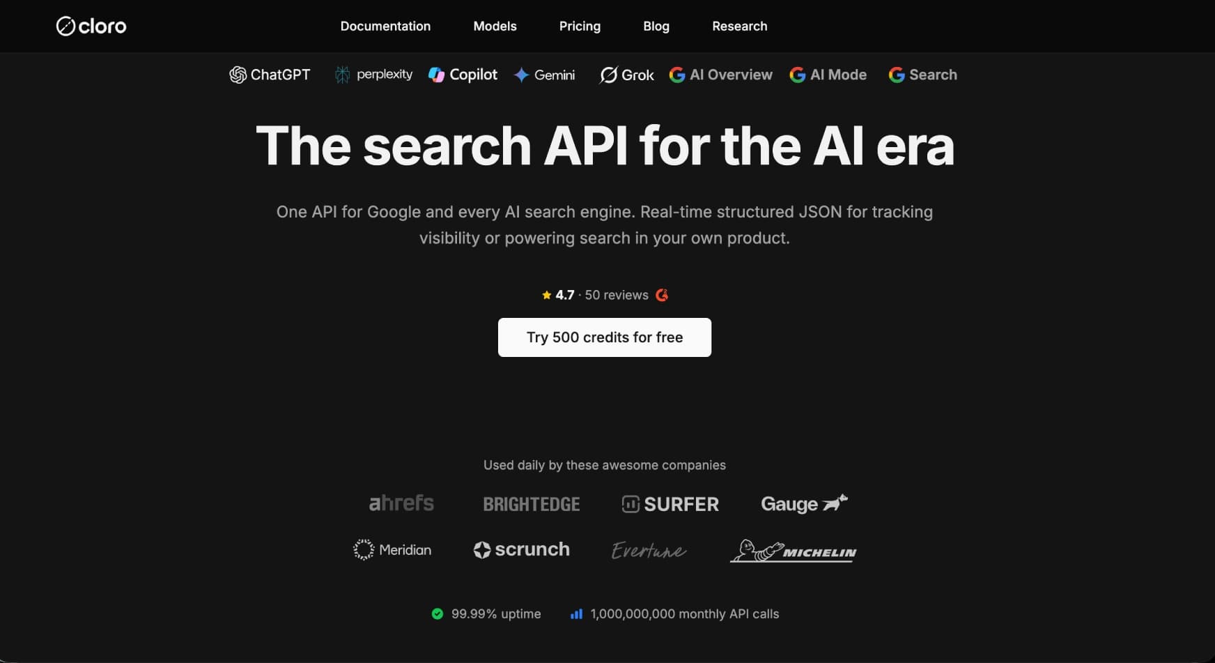 cloro dashboard screenshot