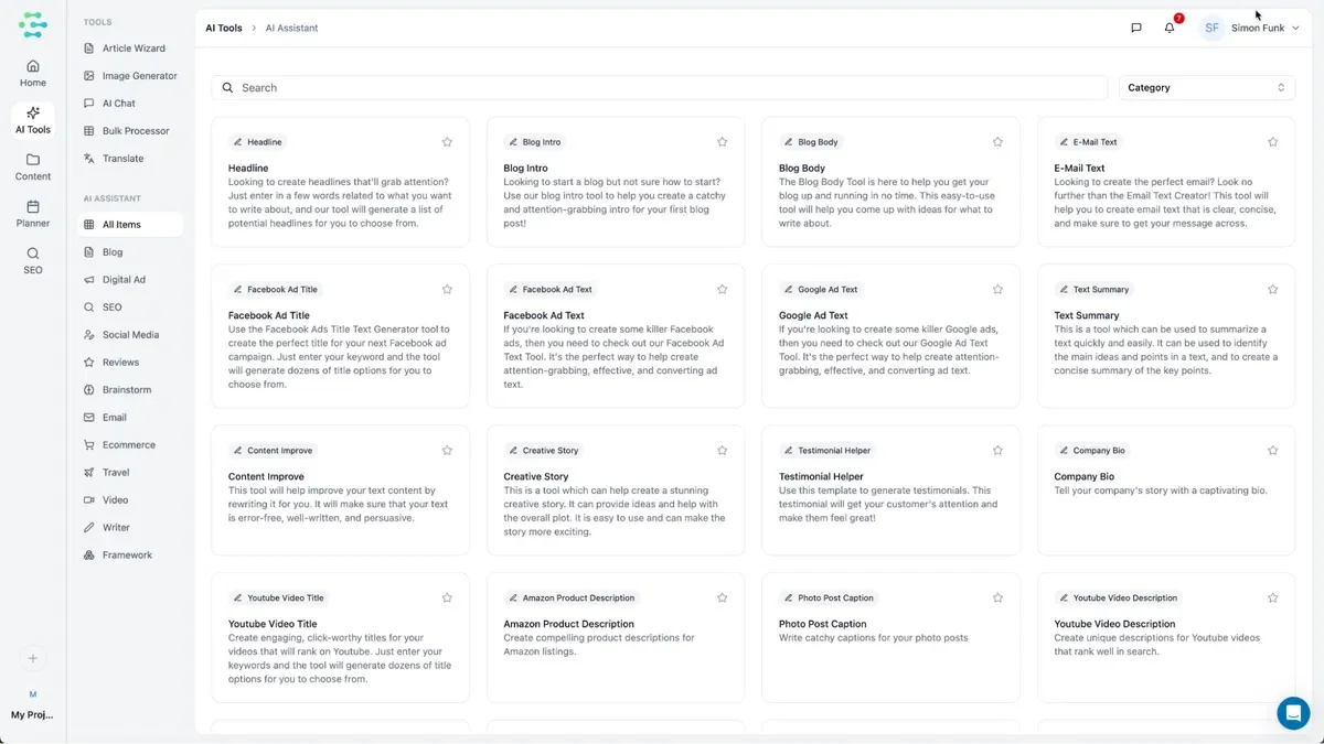 Creaitor dashboard screenshot
