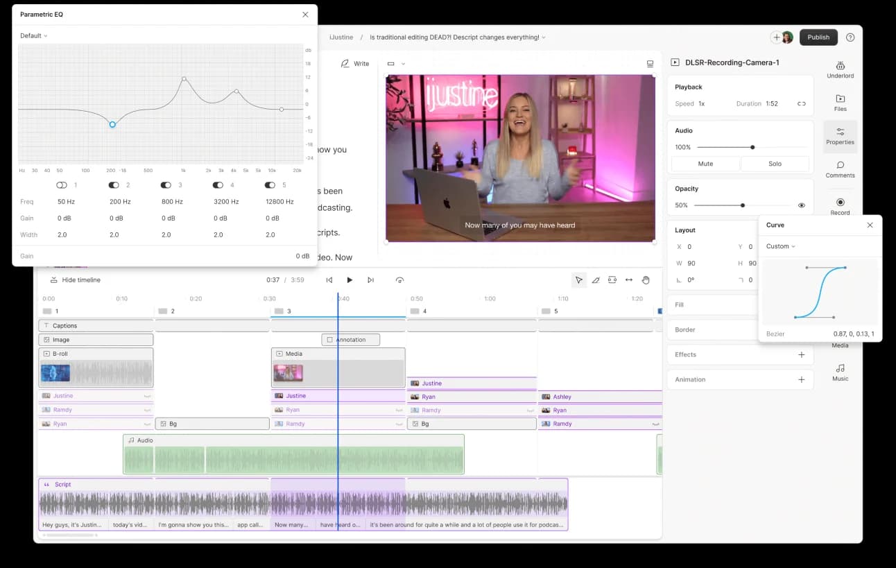 Descript dashboard screenshot