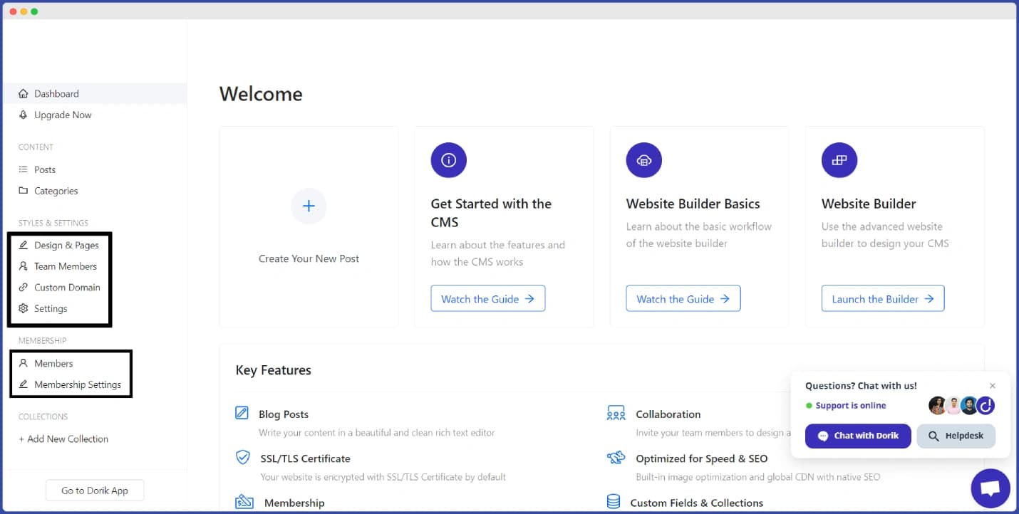 Dorik dashboard screenshot