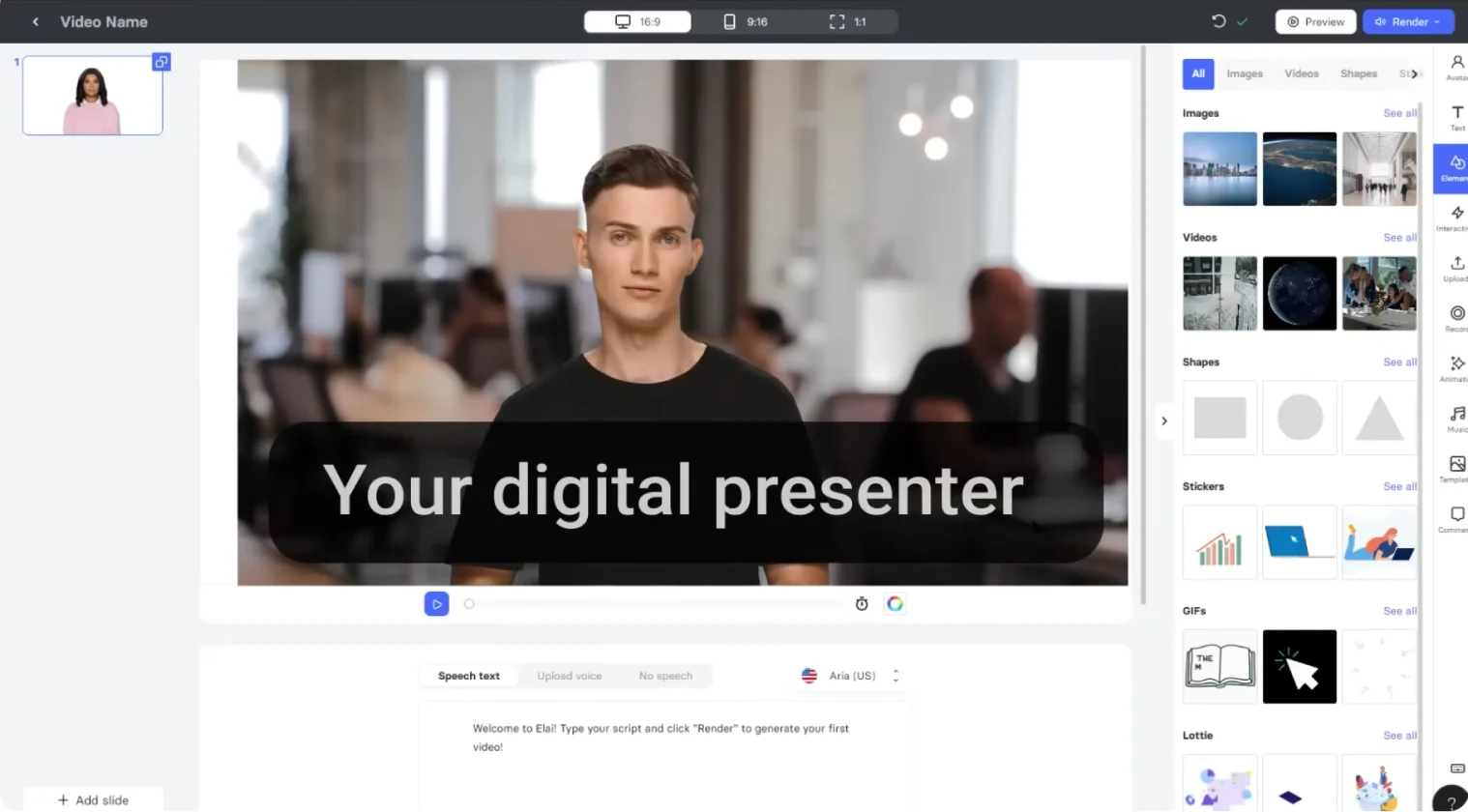 Elai.io dashboard screenshot