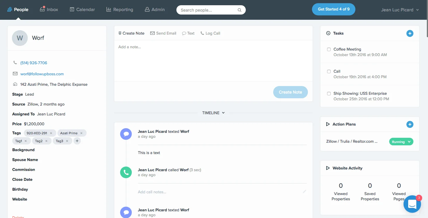 Follow Up Boss dashboard screenshot