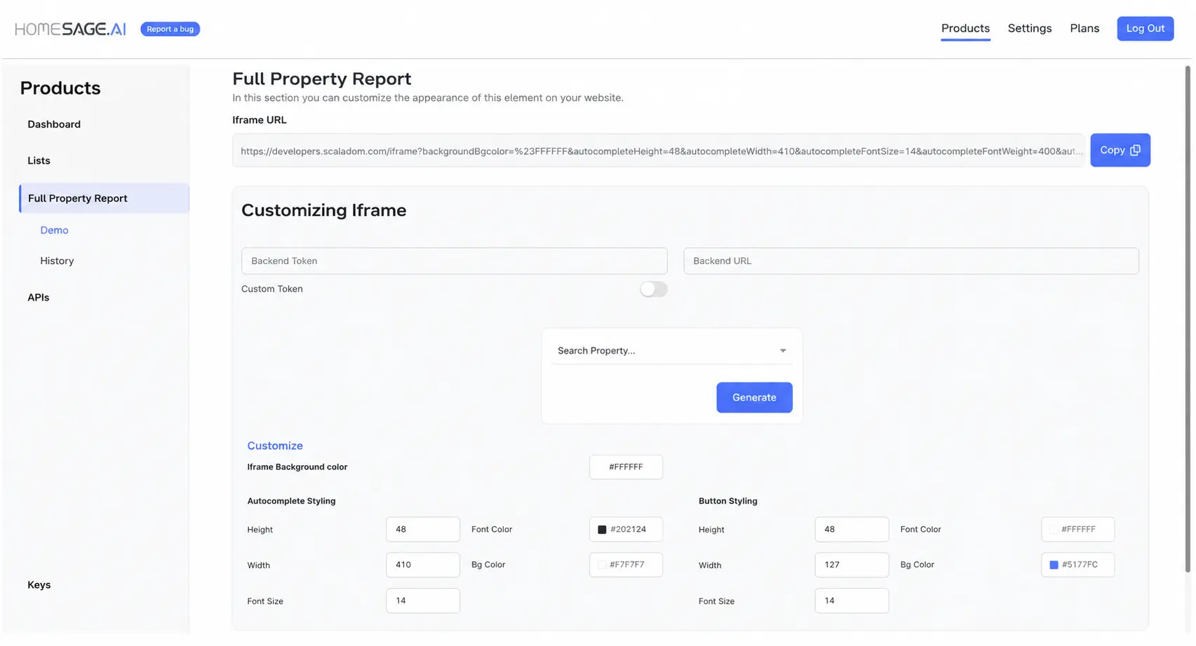 Homesage AI dashboard screenshot
