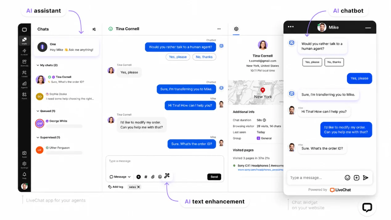 LiveChat dashboard screenshot