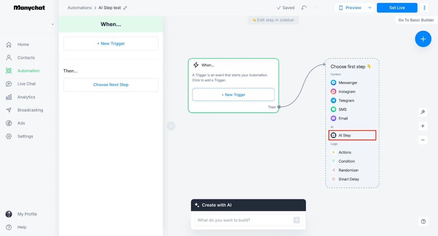 ManyChat dashboard screenshot