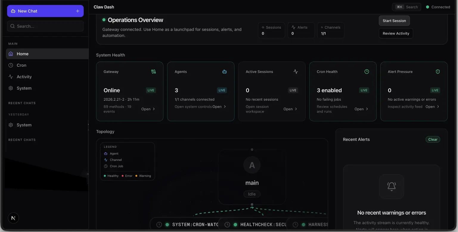 OpenClaw dashboard screenshot