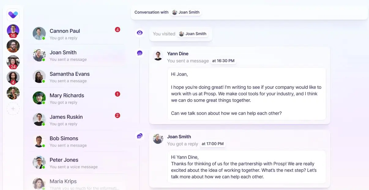 Prosp dashboard screenshot