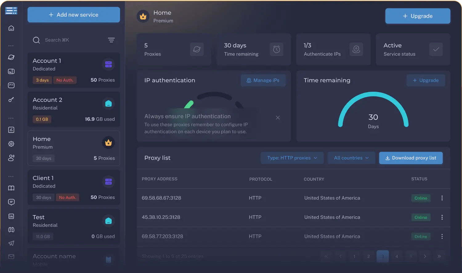 ProxyScrape dashboard screenshot