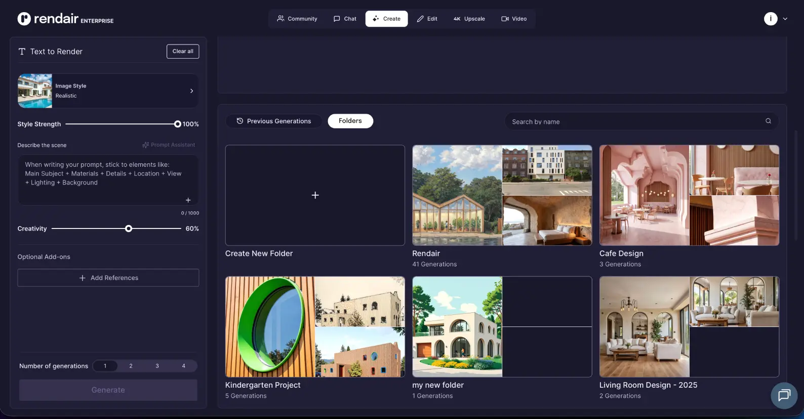 Rendair AI dashboard screenshot