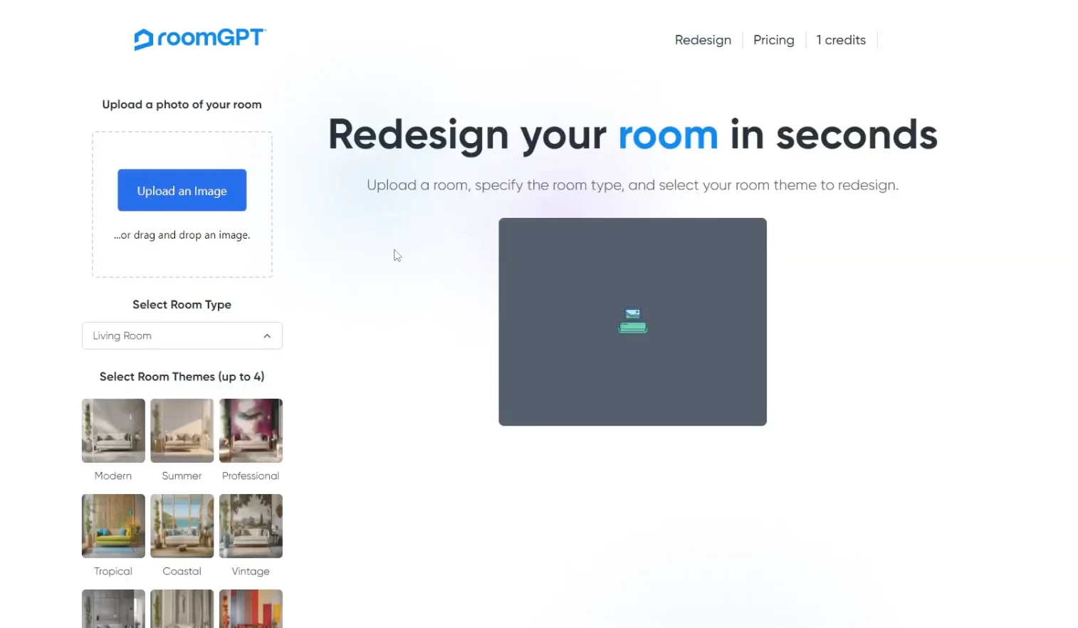 RoomGPT dashboard screenshot