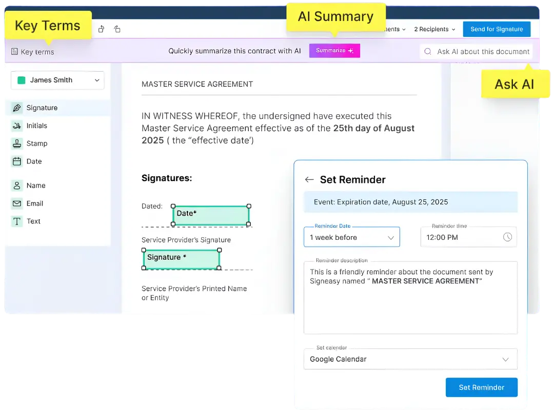 Signeasy dashboard screenshot