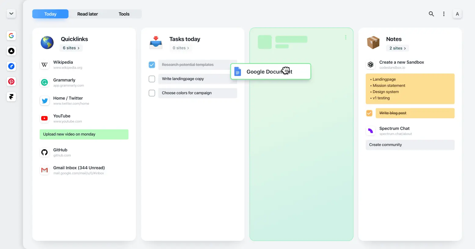 tabExtend dashboard screenshot