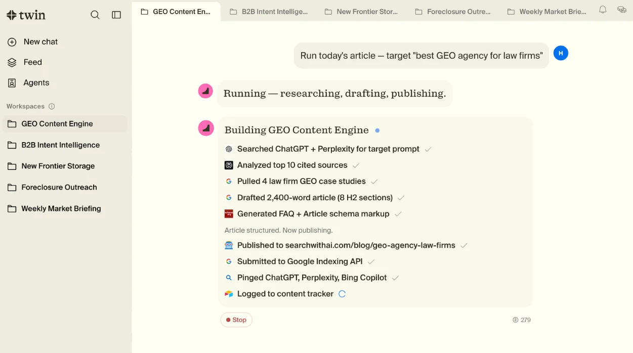Twin dashboard screenshot